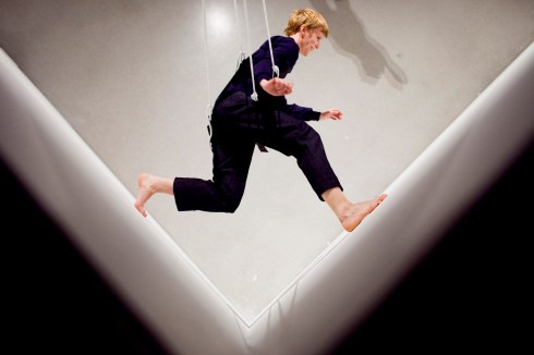 Trisha Brown - Walking on the Walls. Pioneers, Barbican Art Gallery, 2011. Photograph by Felix Clay
